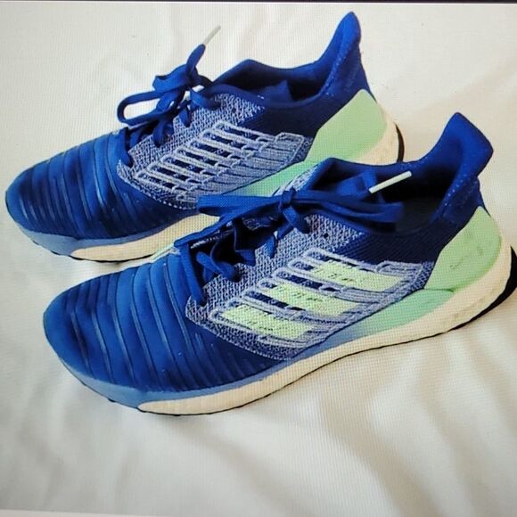 11 ADIDAS SOLAR BOOST Continental Tire Sole blue green fly knit running Shoes - Picture 5 of 13